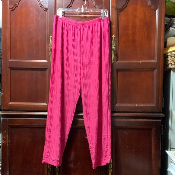 Silver Threads vintage size XL Women's Pink crinkle Pants - Picture 1 of 16